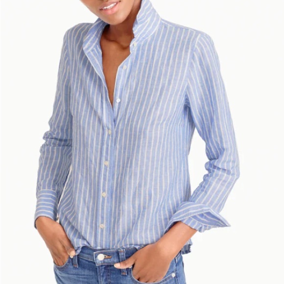 Lord & Taylor Linen Pinstripe Button Down - Picture 1 of 6